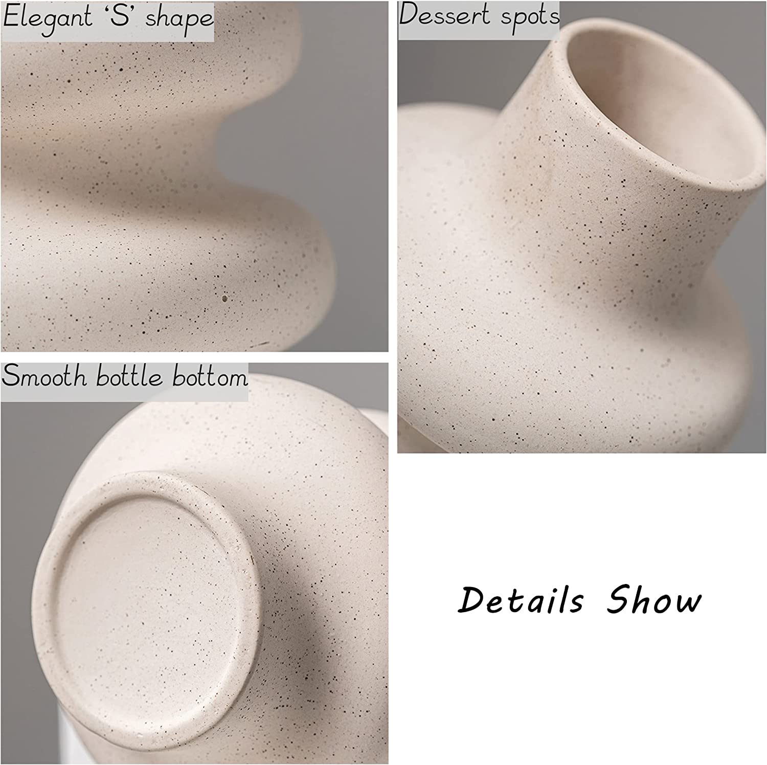 Modern Dried Off White Round Ceramic Vases For Boho Home Decor for Centerpieces Wedding Dinner Table Party