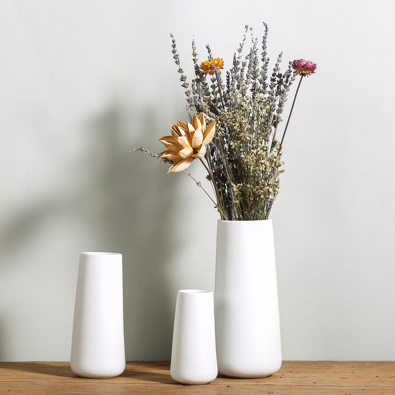 Ceramic Vase Set, White Smooth Matte Small Flower Vase, Modern Decorative Vase Set, Farmhouse Charm Network Home Decoration