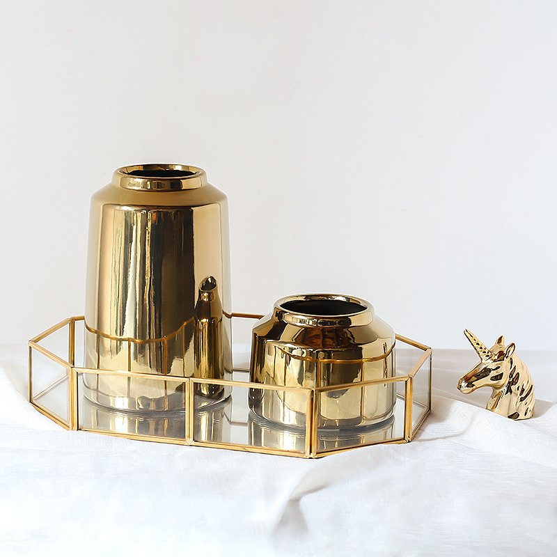 Gold Ceramic Flower Vase Home Decor Vase and Table Centerpieces Vase - Ideal Gifts for Friends and Family, Christmas, Wedding, Bridal Shower