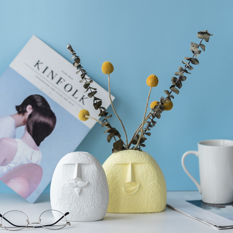 Ceramic Face Vase, Body Vase Female Form for Modern Home Decor Unique Flower Vases Centerpiece for Table Shelf Living Room Coffee Table Bedroom Office