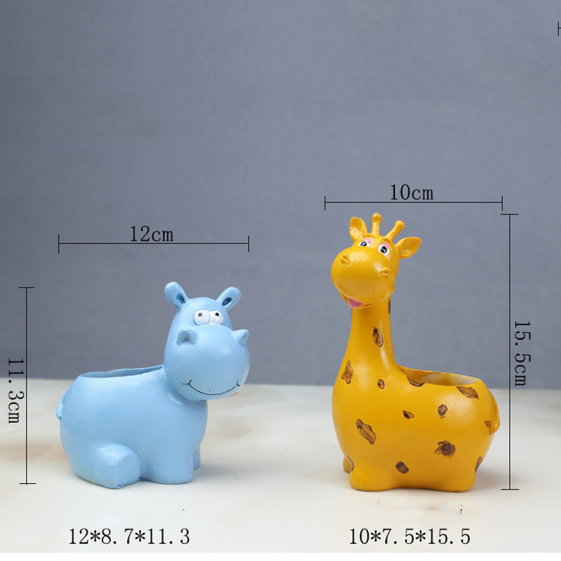 Funnuf Cute Animal Succulent Cactus Flower Planter for Home Garden Office Desktop,  Resin Giraffe