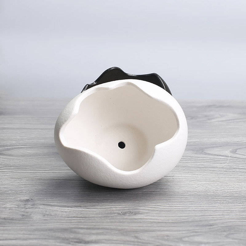 Outdoor Table Decor Ceramic Succulent Plant Pot Egg Shell Design White Porcelain Succulent Flower Pot Decorative Beads Container for Home Tabletop Wedding Decor Indoor Planters