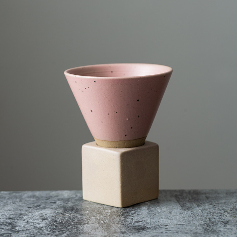 Ceramic Coffee Dripper Filter 60 Angle Tapered Hand Brew Coffee Cup Kiln Transformation Retro filter coffee set Reusable Ceramic Portable Coffee Cup