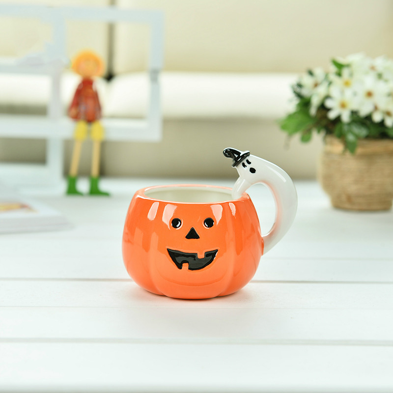 3D Halloween Mug Pumpkin Ghost Cup Theme Party Favor Ceramic Cups Fun Mugs Gift for Kids Women Men