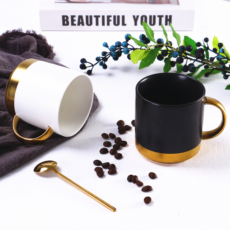 Ceramics Coffee Mug - Ceramic Tea Cups with Handle - Microwave and Dishwasher Safe, Perfect For Cup or Mug Lovers - on Glaze, Modern Design Mugs - Black White