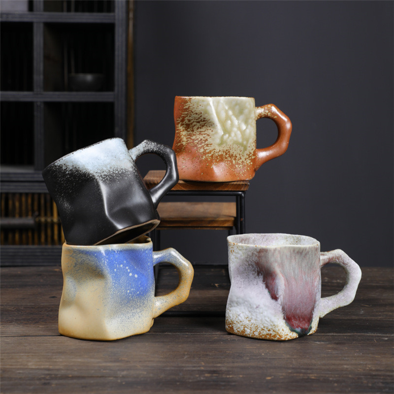 Irregular Ceramic Coffee Mug, High Temperature Resistant Vintage Kiln Glazed Mug, Perfect for Birthday, Christmas Gifts, Warm Home Gifts New Home