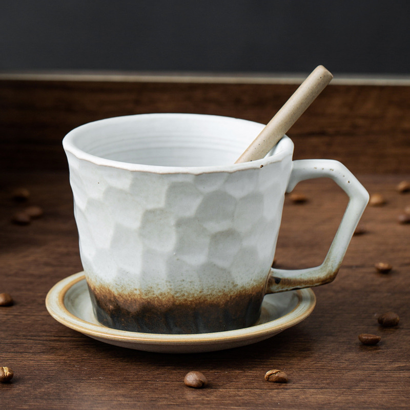 Large Ceramic Coffee Mug, Handmade Pottery Big Tea Cup for Office and Home, Microwave and Dishwasher Safe, Big Handle Easy to Hold, Stylish Texture Glaze