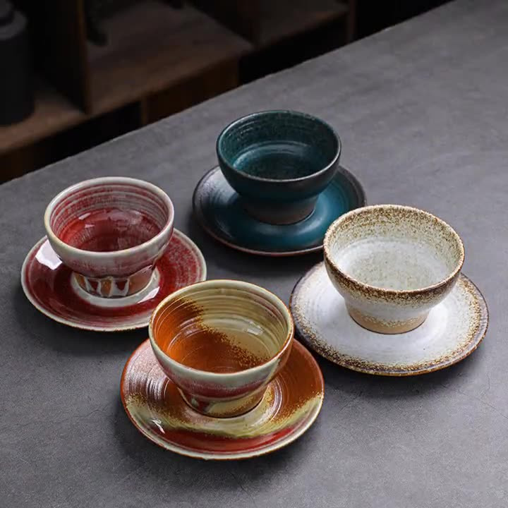 Japanese Coarse Pottery Sample Tea Cup Manual Retro Ceramic Tea Cup Host Cup Single-Cup Ceramic Tea Cup