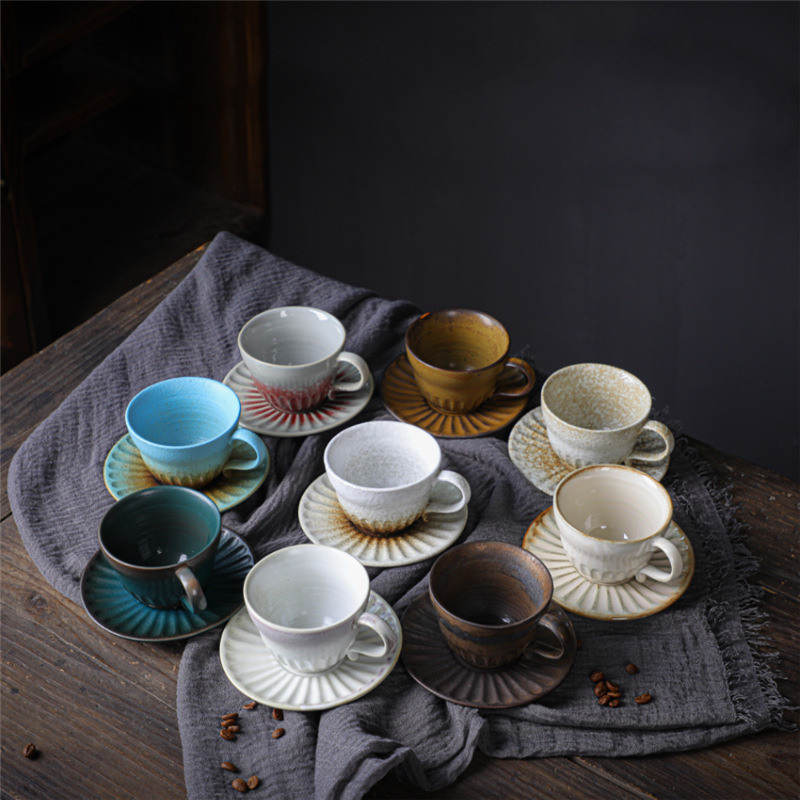 Ceramics Cappuccino Mug  - Ceramic Coffee Cups with Saucers - Microwave and Dishwasher Safe, Perfect For Tea, Espresso, Latte - Porcelain Mugs for Kitchen or Cafe