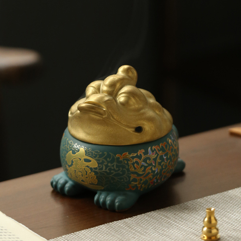 Incense burner, sage cone coil incense, hand-made cicada ceramic backflow incense burner, Aromatherapy decoration, cool home bedroom Zen decoration, meditation accessories and yoga gifts