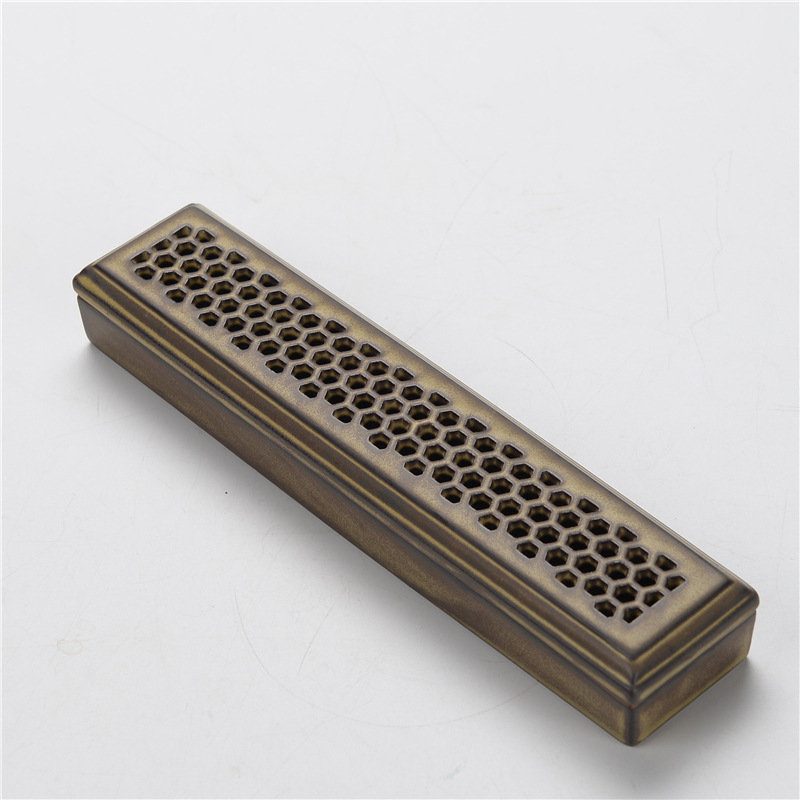 Ceramic Incense Coffin Burner Box Rectangular Hollow Incense Holder for Aromatherapy Home and Kitchen Decor