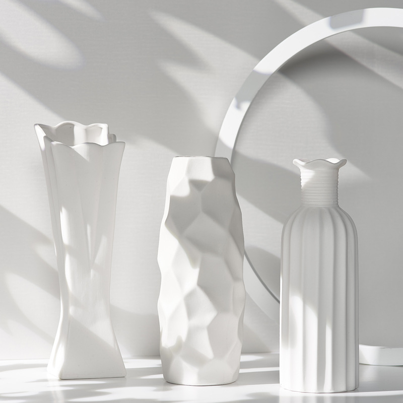 Ceramic dry flower vase white dining table European style minimalist home decoration living room flower arrangement