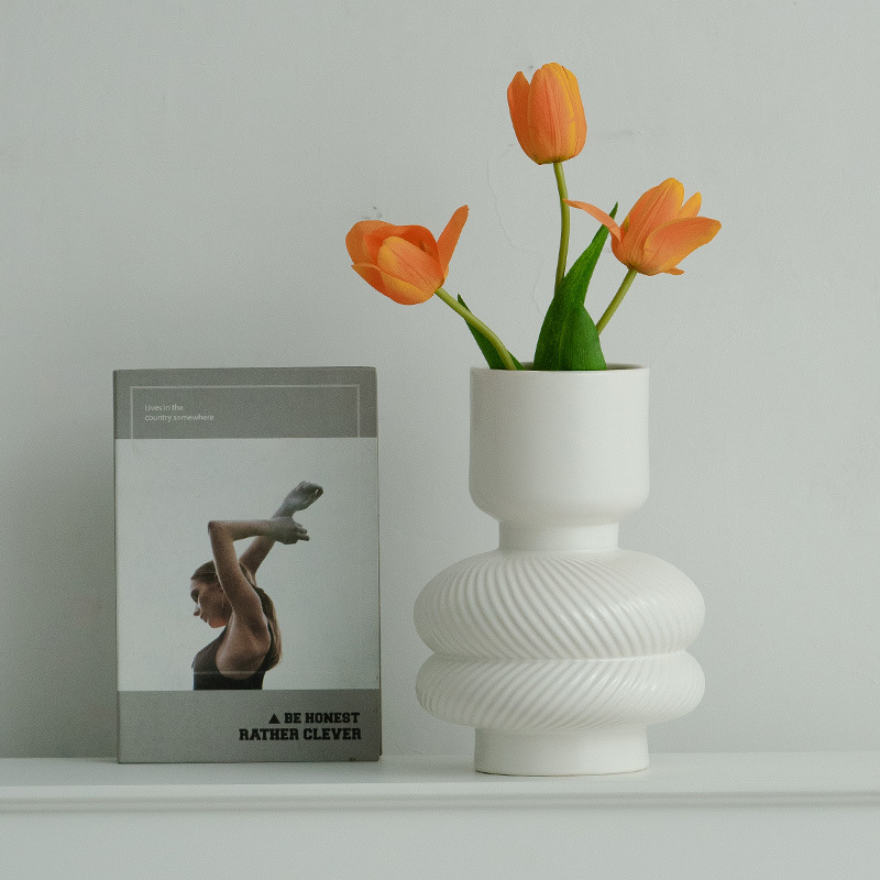 White Nordic creative ceramic decoration dry flowers flower vases niche personalized decorations living room flower arrangement light luxury