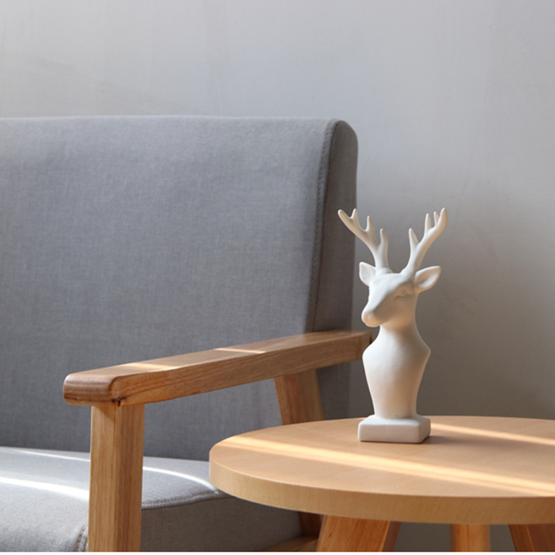 European Style Deer Head Ornament Dining Room Decor for Table White Ornament Dashboard Decorations Deer Center Table Accents Elk Head Statue Deer Antler Figurines Desktop Ornaments