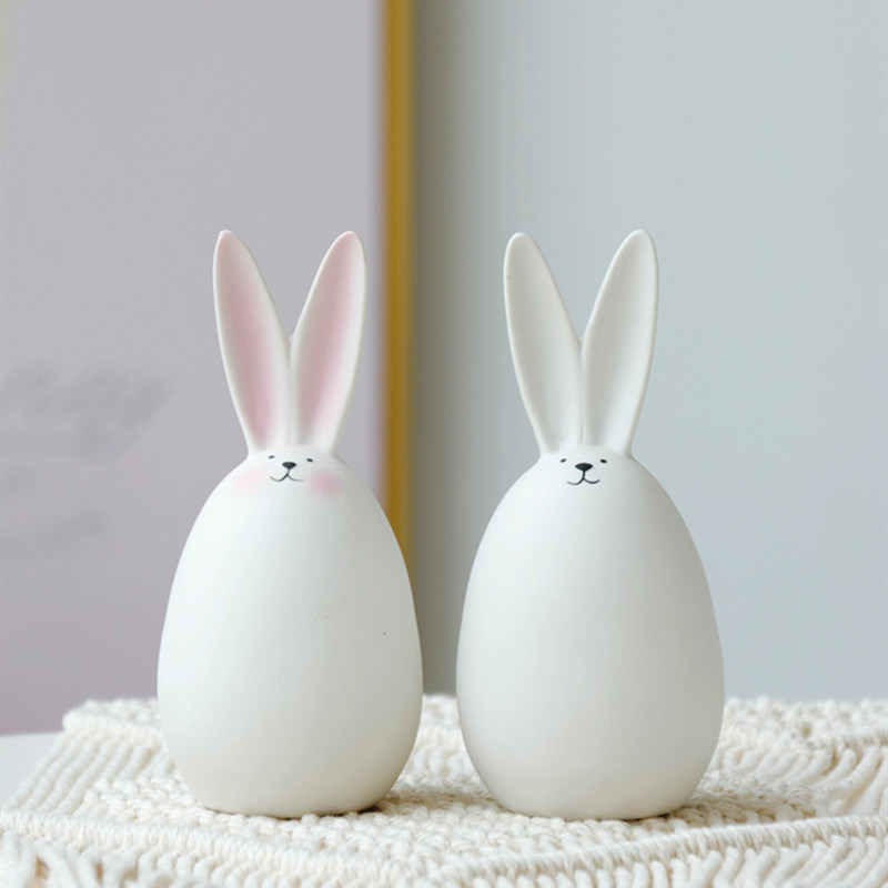 Ceramic White Rabbits Easter Bunny Rabbits Bunny Decoration Couple Rabbit Ornament Porcelain Modern Art Home Decoration Weddings Celebration Crafts Gift Easter Decor