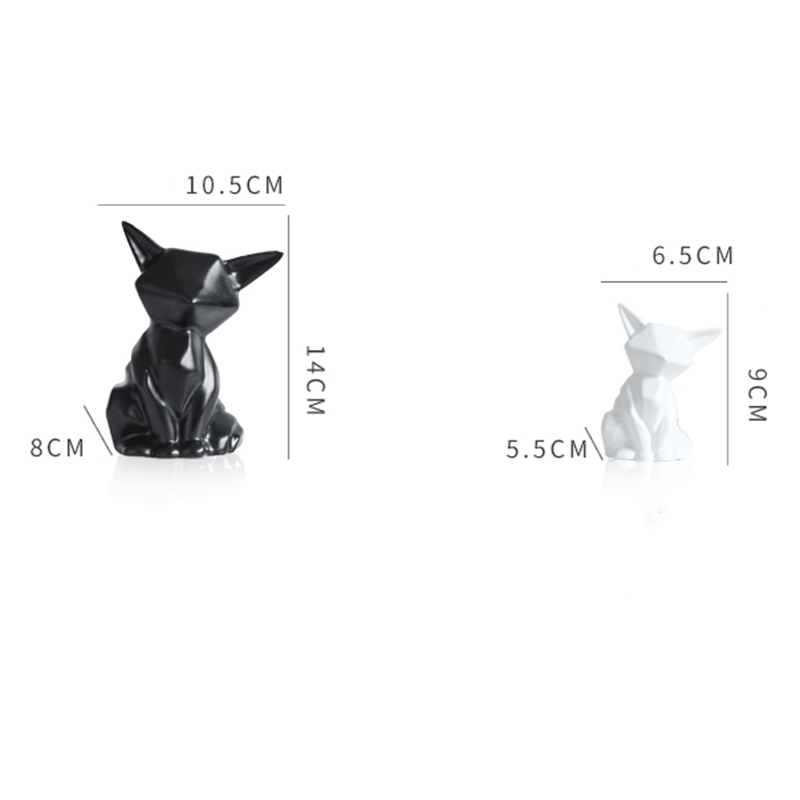 Animal Decoration Home Shelf Decor Black Accent Decor Black Figurines Abstract Sculpture Ornament Foxes Animal Black Cat Statue Desktop Decoration Ceramic Fox Figures Ceramics