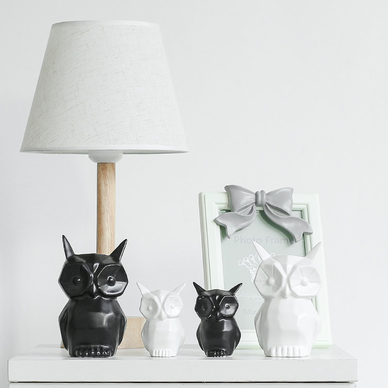 Owl Statue for Home Decor Glazed Ceramic Owl Figurine Modern Bird Figurine Owl Statue for Cabinet Fireplace Mantel Living Room Bedroom Ornaments, Owl Gifts for Owl Lover