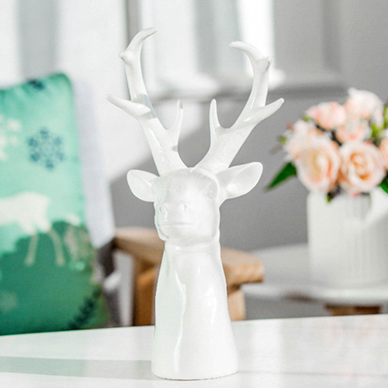 Wedding Decoration Bling Decor Wedding Centerpieces for Tables Reindeer Head Statue Deer Sculpture Office Desk Deer Head Ornament for Wine Cabinet Creative Deer Head Adornment