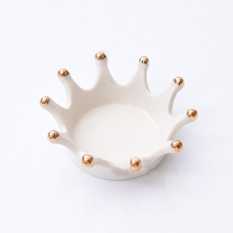 Royal Ceramic Crown Ring Holder Jewelry Stand Holder Trinket Tray Ring Dish For Earring Bracelet Keys Necklace Wedding Birthdays Xmas Gift