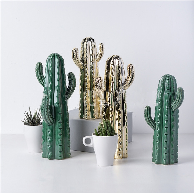 Olive & Gold Cactus Ring Holder Small Ceramic Cactus Ring Holder Porcelain Cactus Ring Display Decorations for Birthday Wedding Festival Gifts